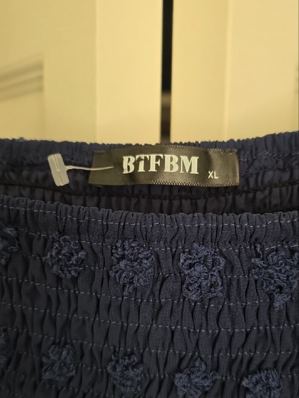 Smocked Navy Long-Sleeve Midi Dress by BTFBM - Picture 2 of 9